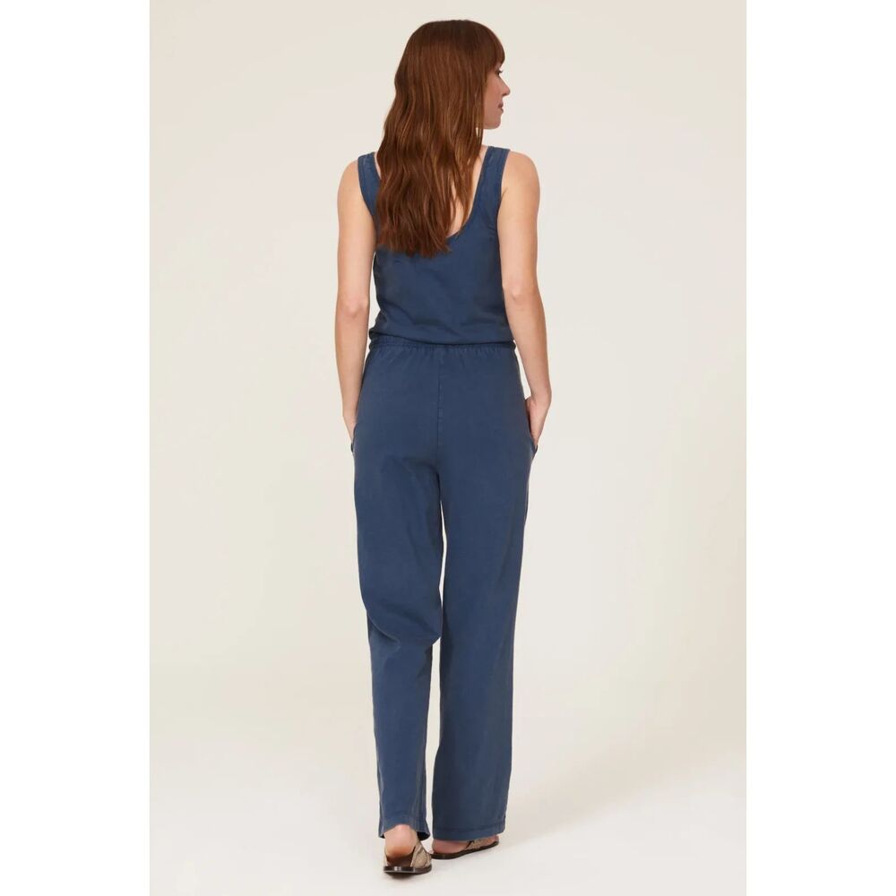 Faherty "Terra" Organic Cotton Jumpsuit in Slate Blue Size M - Picture 2 of 11